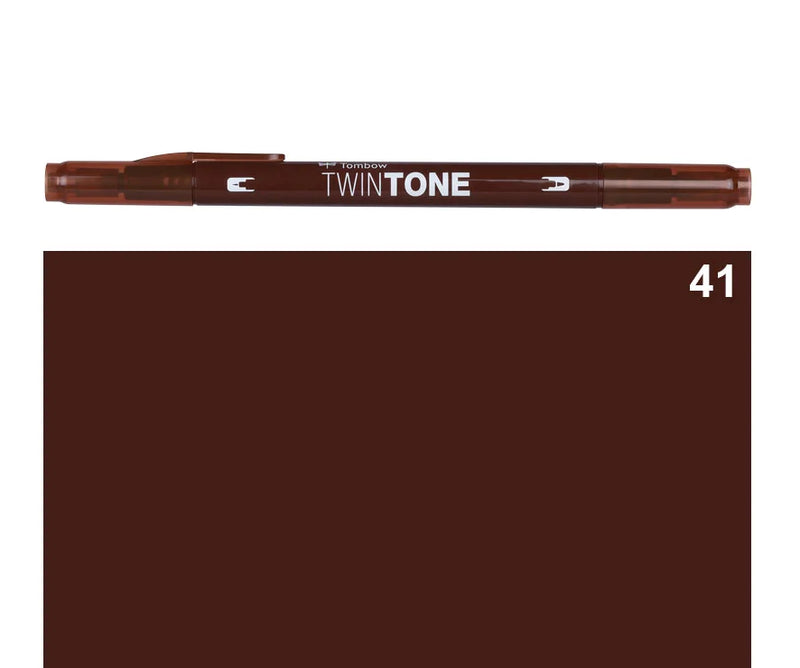 Marker Twin Tone Tombow con Doppia Punta Cioccolato