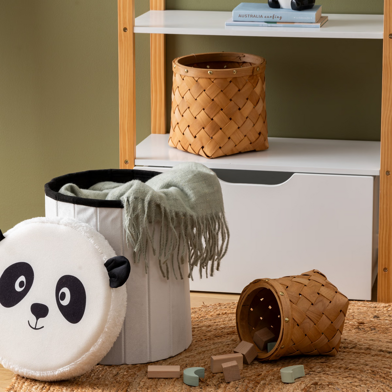 Pouf Contenitore di Giocattoli Pieghevole Panda  30 x 36 cm