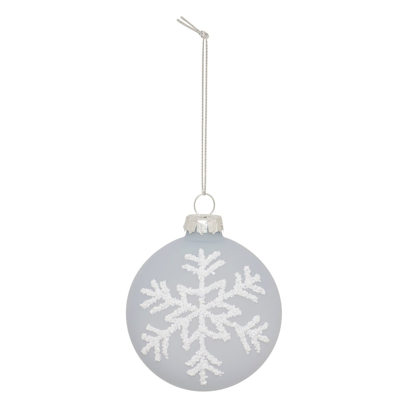 Sfera in Vetro Fiocco di Neve Azzurro 7 cm