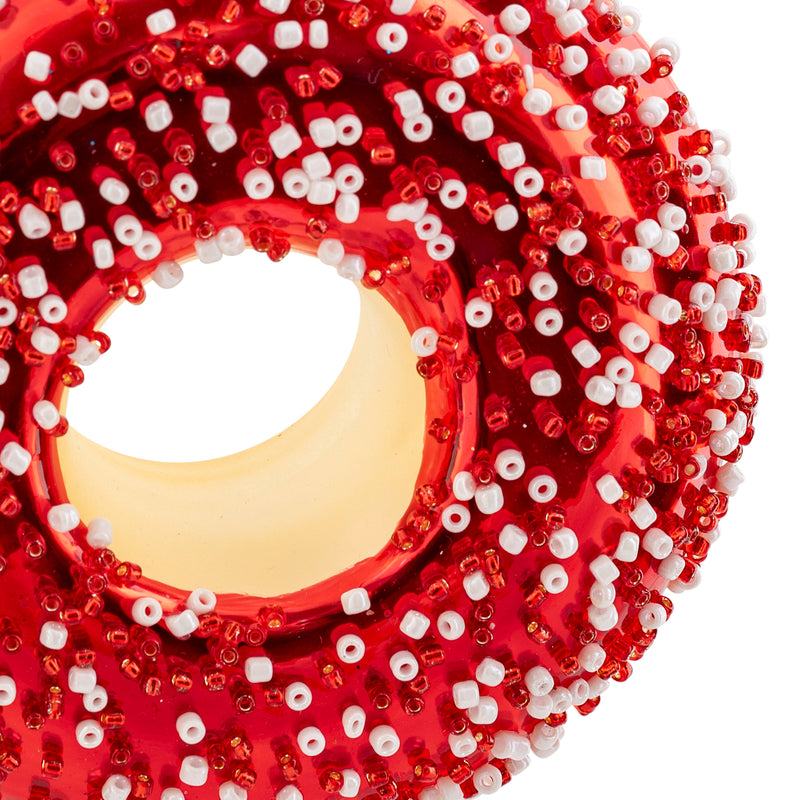 Donut in Vetro Rosso con Gancio 9 cm
