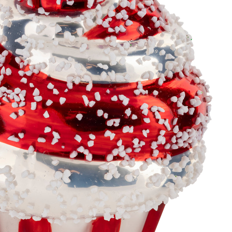 Cupcake in Vetro Rosso e Bianco con Gancio 10 cm