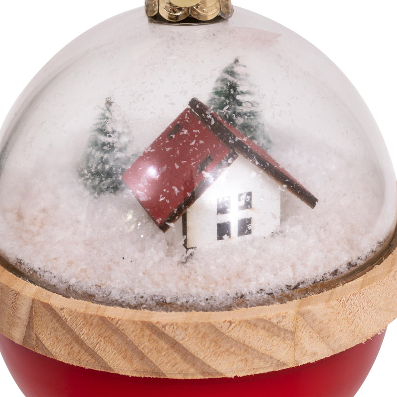 Candela Sfera di Neve Rosso e Bianco 130 gr