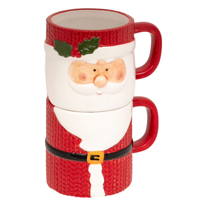 Set Tazze Mug Babbo Rosso e Bianco in Ceramica 8,3 x 17,5 cm - 2 pezzi