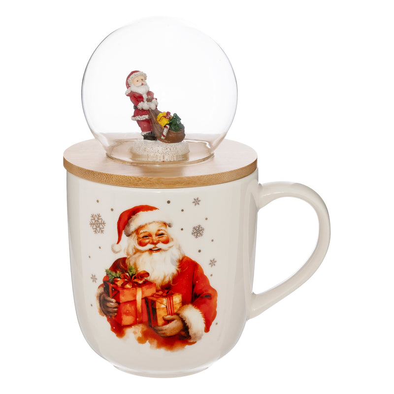Tazza Mug con Coperchio Sfera Natale Panna 550 ml