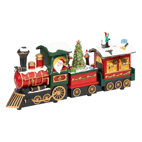 Villaggio di Natale Musicale Trenino Multicolor in Movimento con LED 9 x 38 x 17,5 cm
