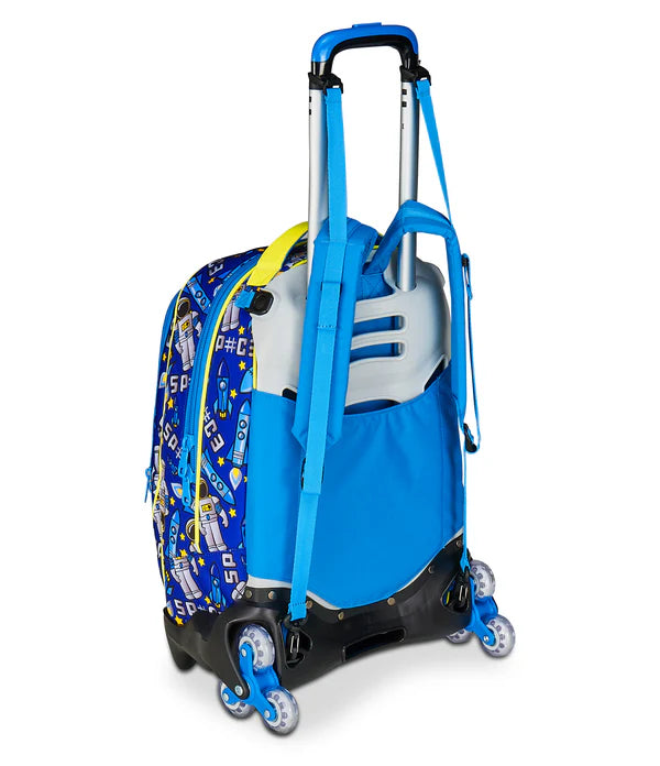 Zaino Da Uomo Con Ruote 48 Cm - 3 Pezzi Set Da Viaggio Con Portapranzo Isotermico E Astuccio - Blù, Convertibile In Trolley - 3