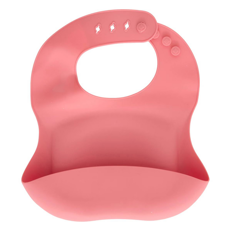 Set Bavaglino e Cucchiaio in Silicone Rosa