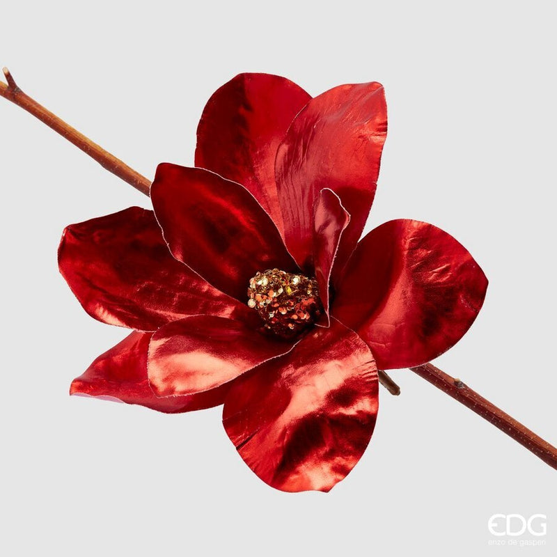 Pick Magnolia Metallizzata con Clip Rosso 20 cm