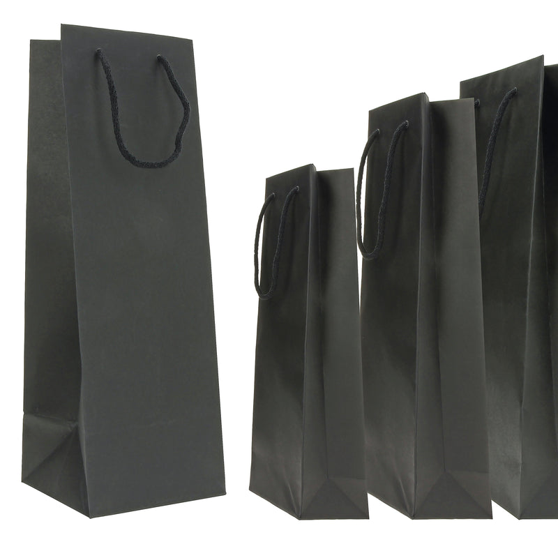 Borse Porta Bottiglia Barolo in Carta Kraft Nera 18 x 10 x 41 cm - 10 pezzi