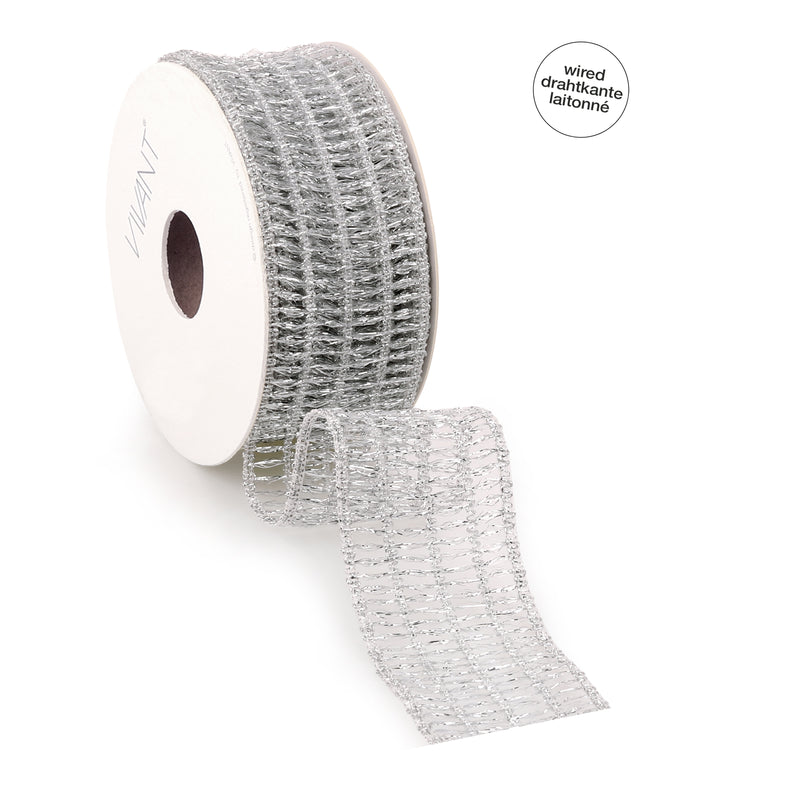 Nastro Rete Gritta Argento 42 mm x 10 mt