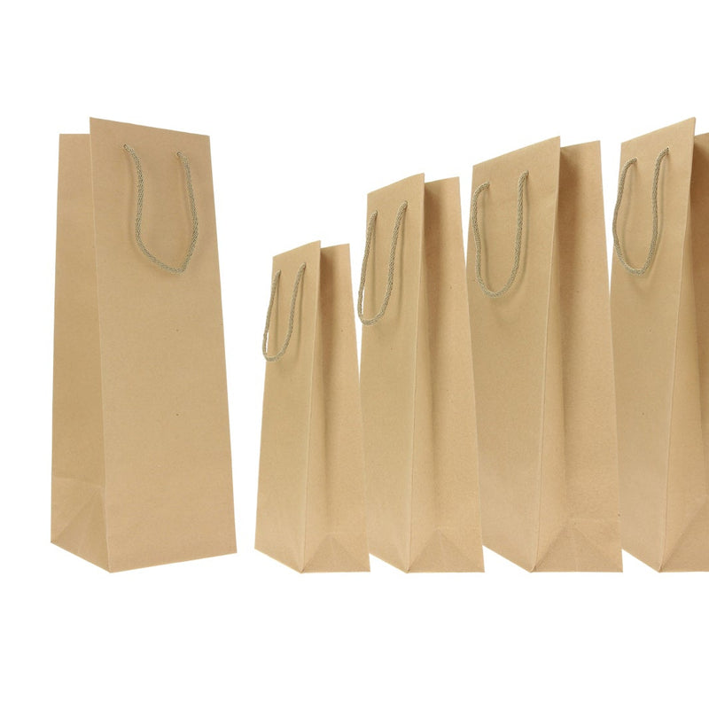 Borse Porta Bottiglia Pinot in Carta Kraft Avana 12 x 9 x 39 cm - 10 pezzi