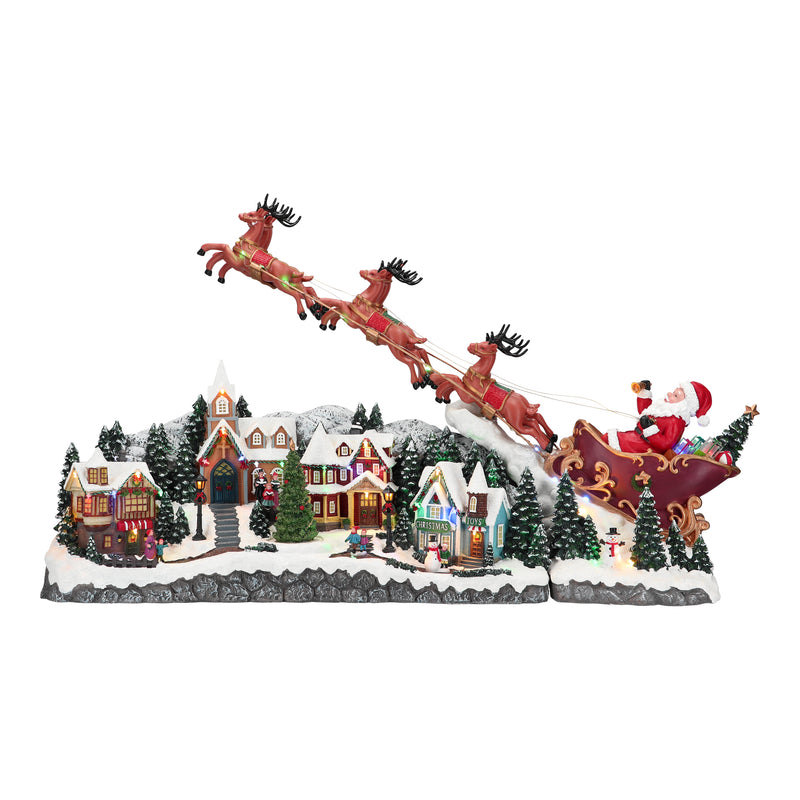 Villaggio con Treno e Renne Multicolor con Luci e Movimenti 97,5 x 25,5 x 47 cm