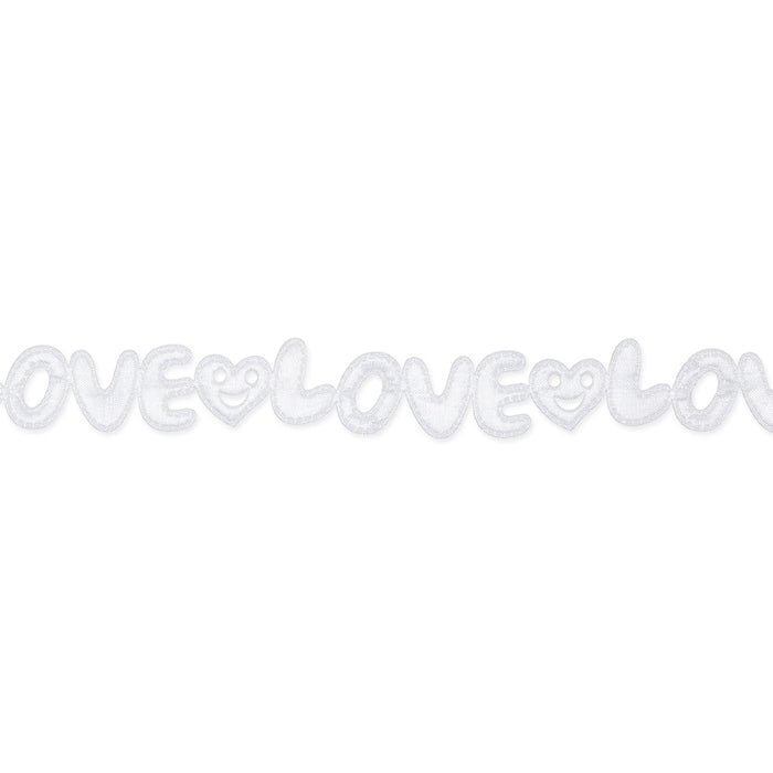 Nastro in Raso Ricamo Love Bianco 23 mm x 5 mt