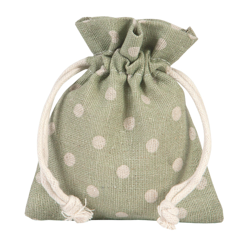 Sacchetto in Cotone Pois Verde 9 x 12 cm - 10 pezzi