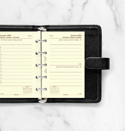 Ricambio Agenda Filofax Giornaliera Crema Mini con Appuntamenti 2025