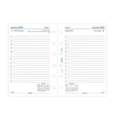 Ricambio Agenda Filofax Giornaliera Pocket con Appuntamenti 2025