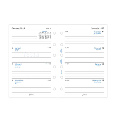 Refill Agenda Filofax Settimanale Pocket 2026 con Settimana su 2 Pagine Italiano - 68 fogli