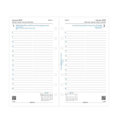 Ricambio Agenda Filofax Giornaliera Personal con Appuntamenti 2025