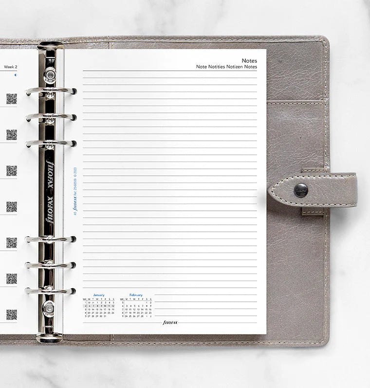 Ricambio Agenda Filofax Settimanale A5 con Note 2025