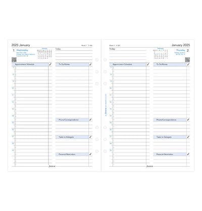 Ricambio Agenda Filofax Giornaliera Business A5 con Appuntamenti 2025