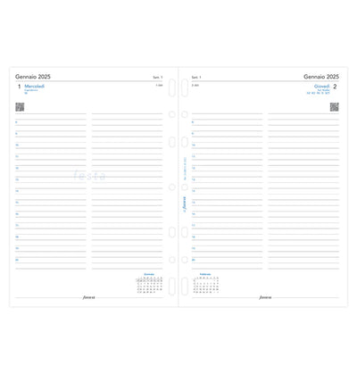 Ricambio Agenda Filofax Giornaliera A5 con Appuntamenti 2025