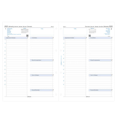 Ricambio Agenda Filofax Giornaliera A4 con Appuntamenti 2025