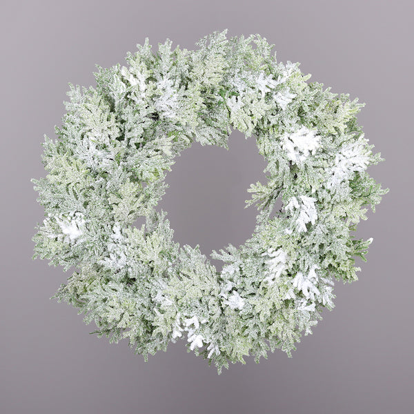Ghirlanda Cipresso Birnato in PVC Bianco e Verde Chiaro 45 cm