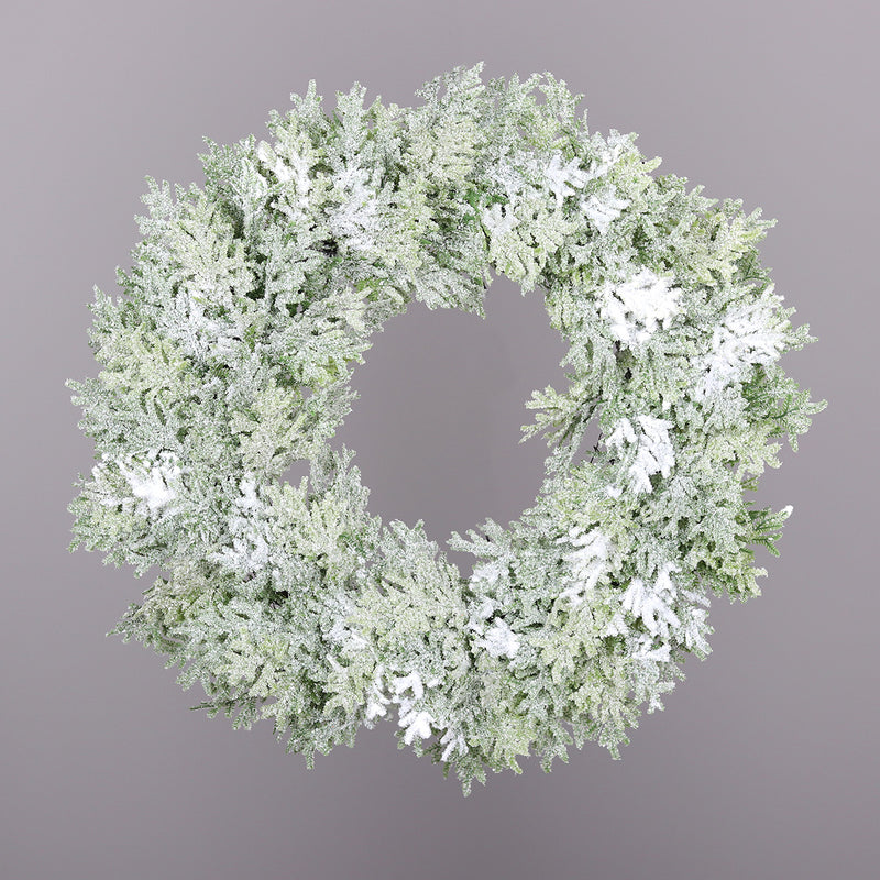 Ghirlanda Cipresso Birnato in PVC Bianco e Verde Chiaro 45 cm