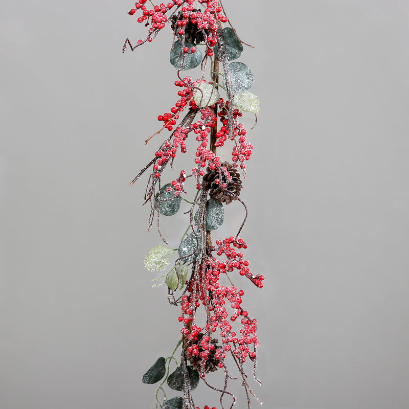 Festone Eucalipto con Bacche e Pigne 140 cm