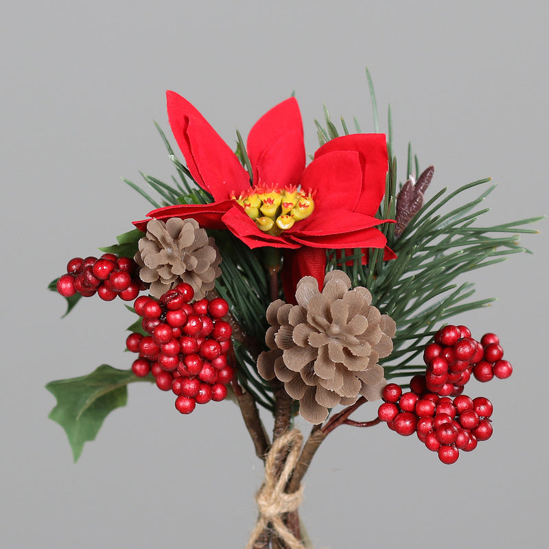 Pick Bouquet Stella di Natale con Bacche 15 cm