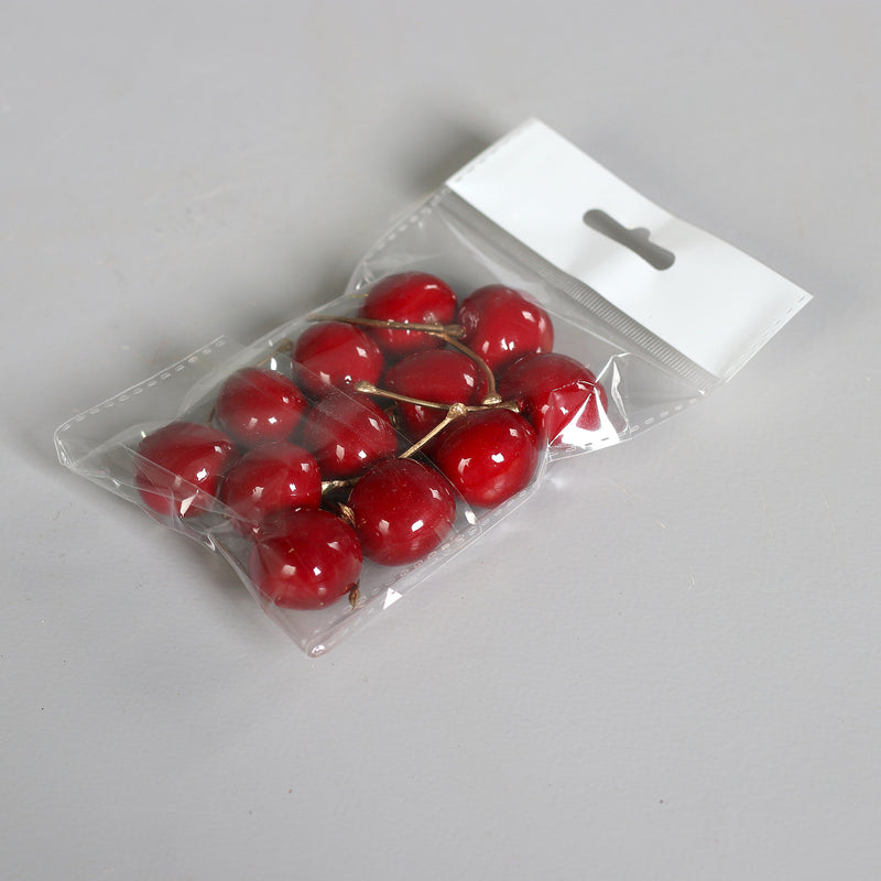 Ciliegie in PVC Rosso e Oro 2 cm - 12 pezzi