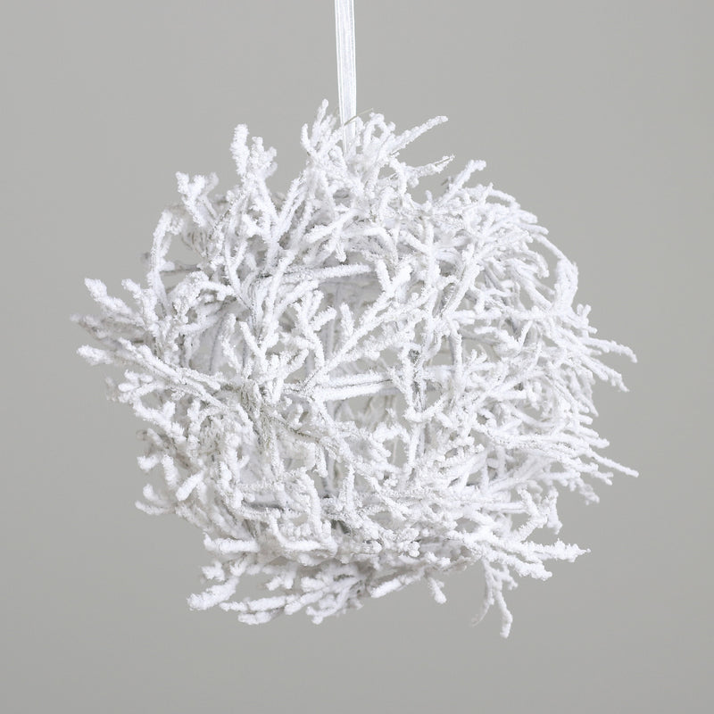Sfera Artificiale con Rami Innevati Bianco 27 cm