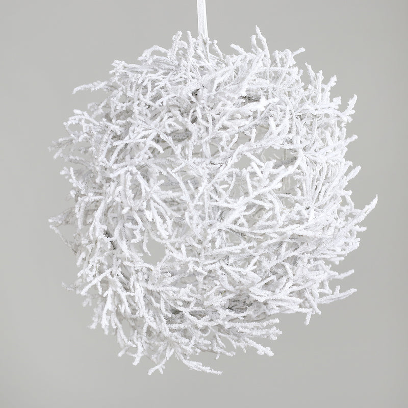 Sfera Artificiale con Rami Innevati Bianco 40 cm