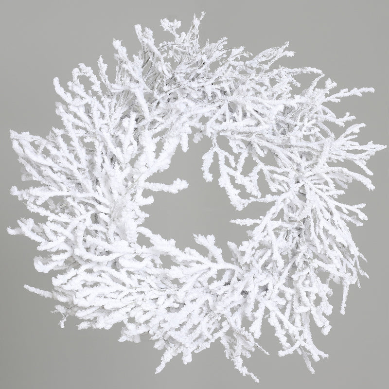 Ghirlanda in PVC Bianco con Rami Innevati 38 cm