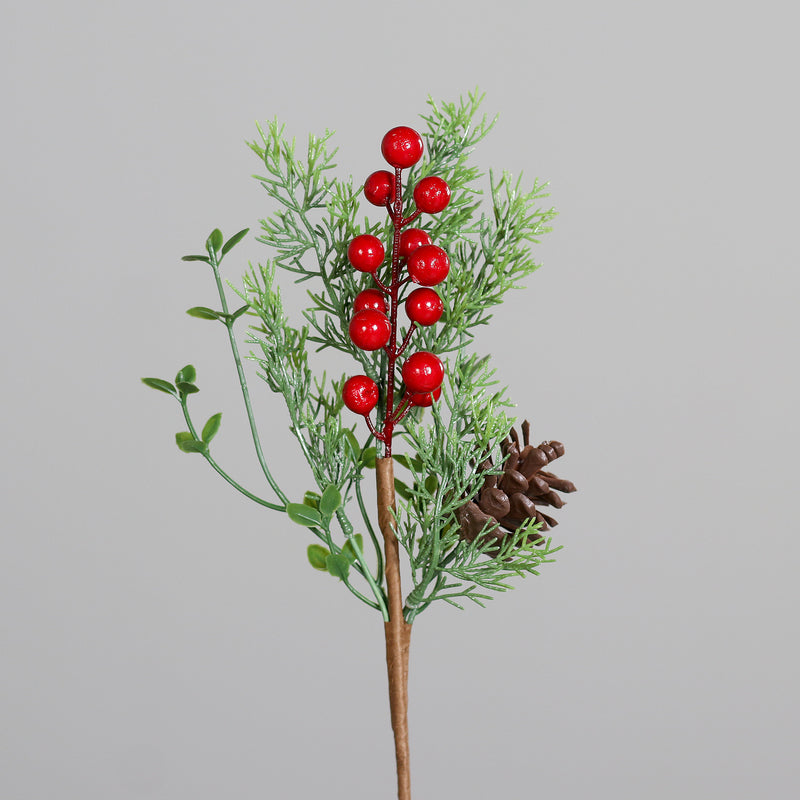 Pick Abete con Bacche e Pigne Rosso e Verde 29 cm