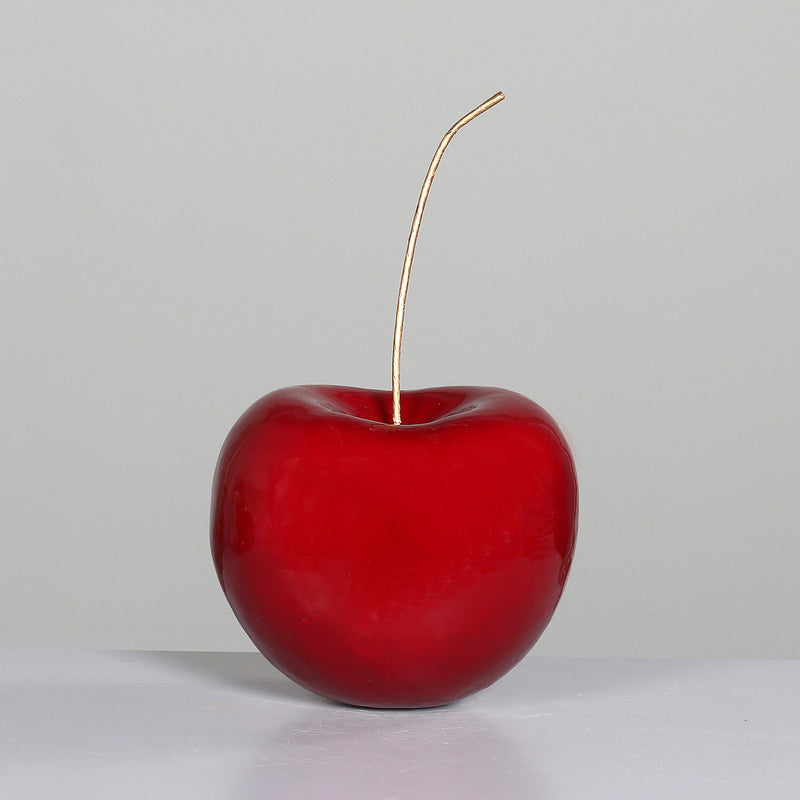 Ciliegia in PVC Rosso con Picciolo Dorato 22 cm