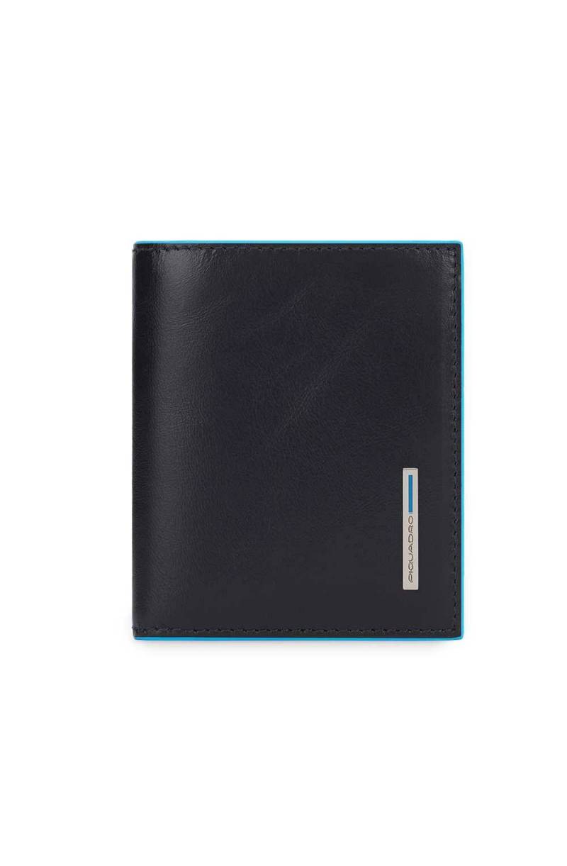 Portafoglio Piquadro Uomo Verticale in Pelle con Porta CC Blue Square Nero