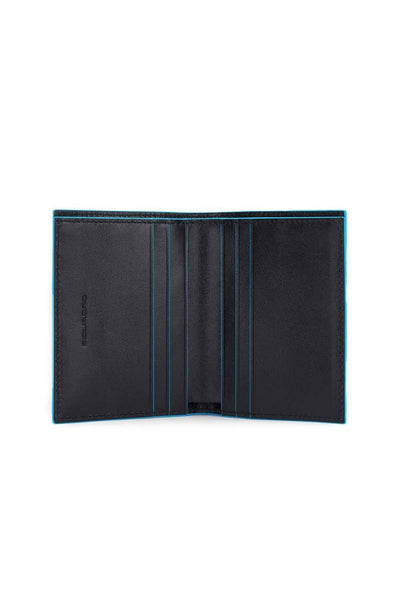 Portafoglio Piquadro Uomo Verticale in Pelle con Porta CC Blue Square Nero