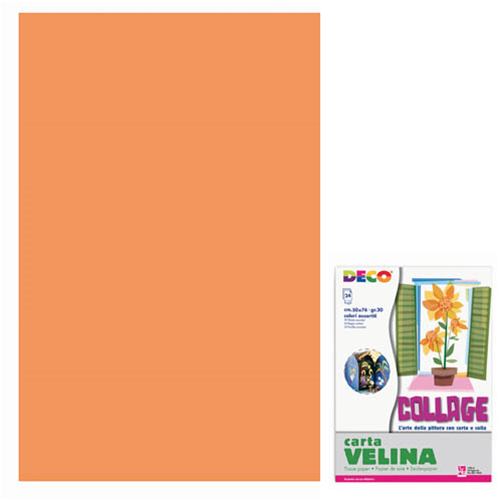 Carta Velina Arancio in Fogli 50 x 76 cm - 24 pezzi