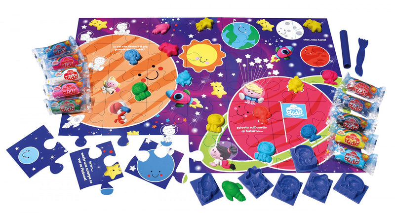 Pasta da Modellare Didò Puzzle Spaziale Illumina al Buio con Formine e Accessori