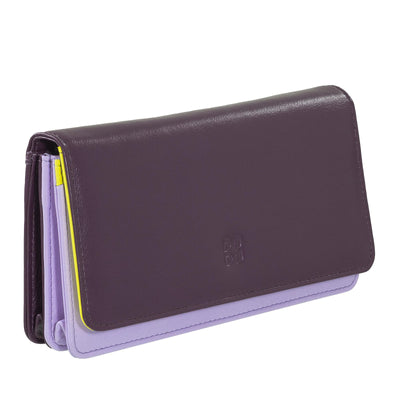 Dudubags Portafoglio Grande in Pelle Morbida Multicolore Deep Purple con RFID