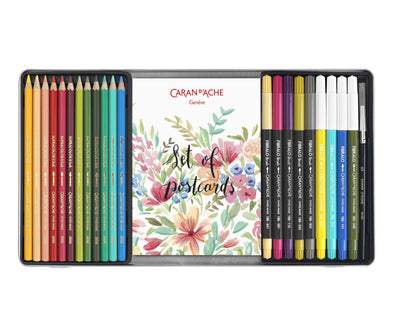 Caran d'Ache Set Mixed Media Botanico 24 Pezzi per Acquerello e Calligrafia