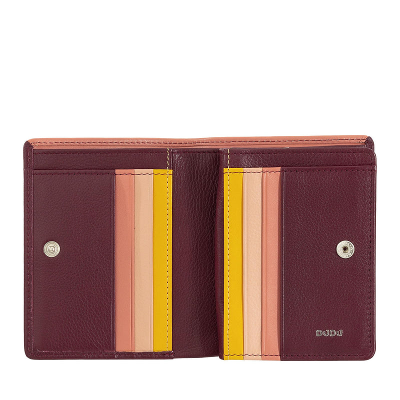 Dudubags Portafoglio Donna Pelle Burgundy Porta Carte e Portamonete Piccolo