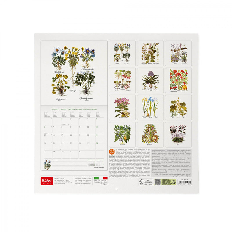 Calendario da Muro 2025 - Herbarium - 30 x 29 cm