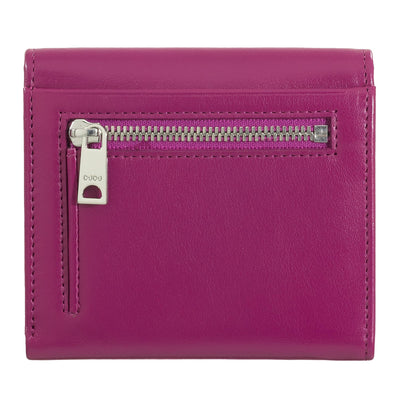 Dudubags  Portafoglio Donna Piccolo in Pelle Vera Fucsia con RFID