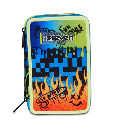 Astuccio 3 Zip Seven Scribbled Flame