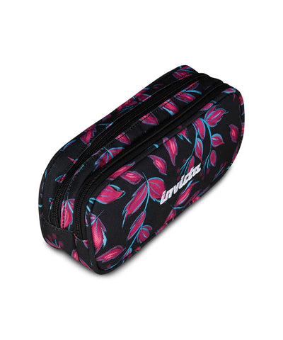 Astuccio 2 Zip Fantasy in GRS Invicta Pencil Bag Pink Leaf
