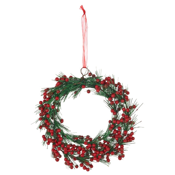 Ghirlanda Pino Verde e Rosso con Bacche 17 cm