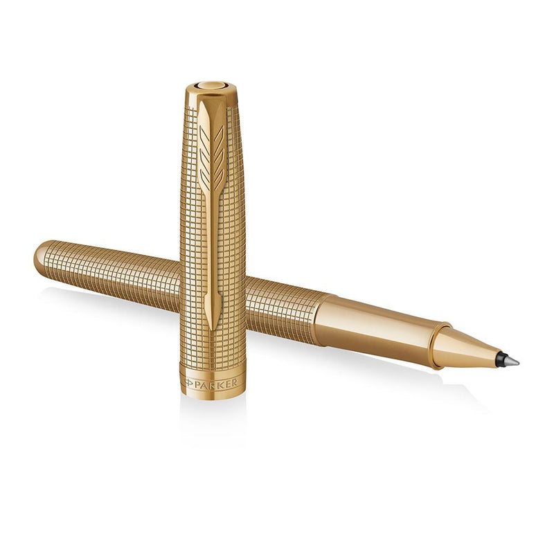 Penna Roller Parker Sonnet Pioneers Special Edition Ciselè Gold CT con Punta Fine e Inchiostro Nero