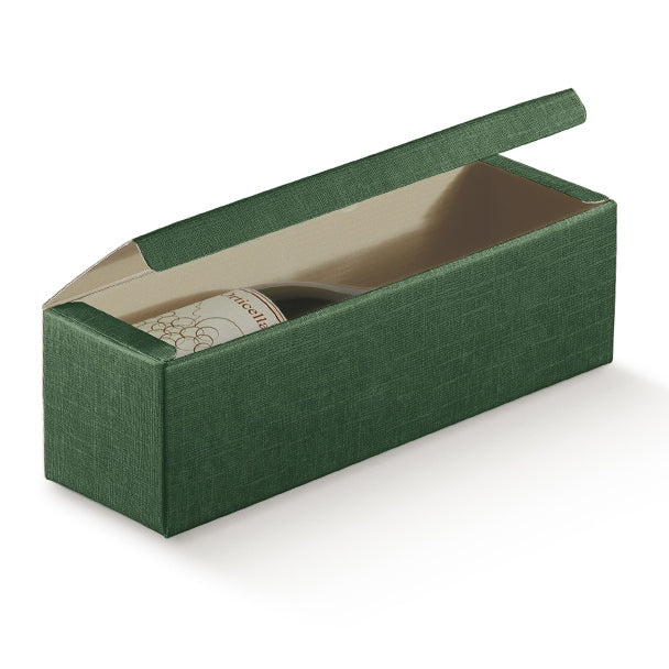 Scatola Porta Bottiglia Stesa Seta Verde 340 x 90 x 90 mm